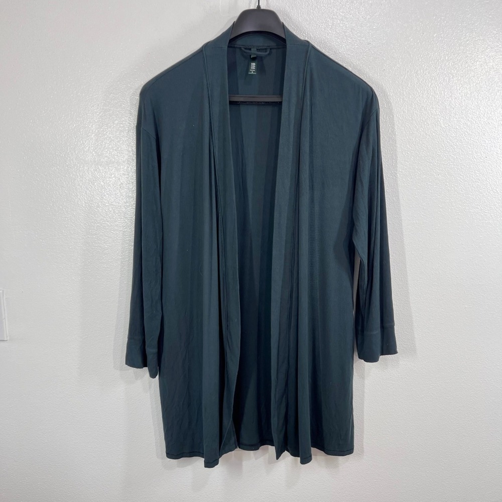 SKIMS Soft Lounge Robe Women's Medium 
Dark Green Ribbed Modal Duster Cardigan